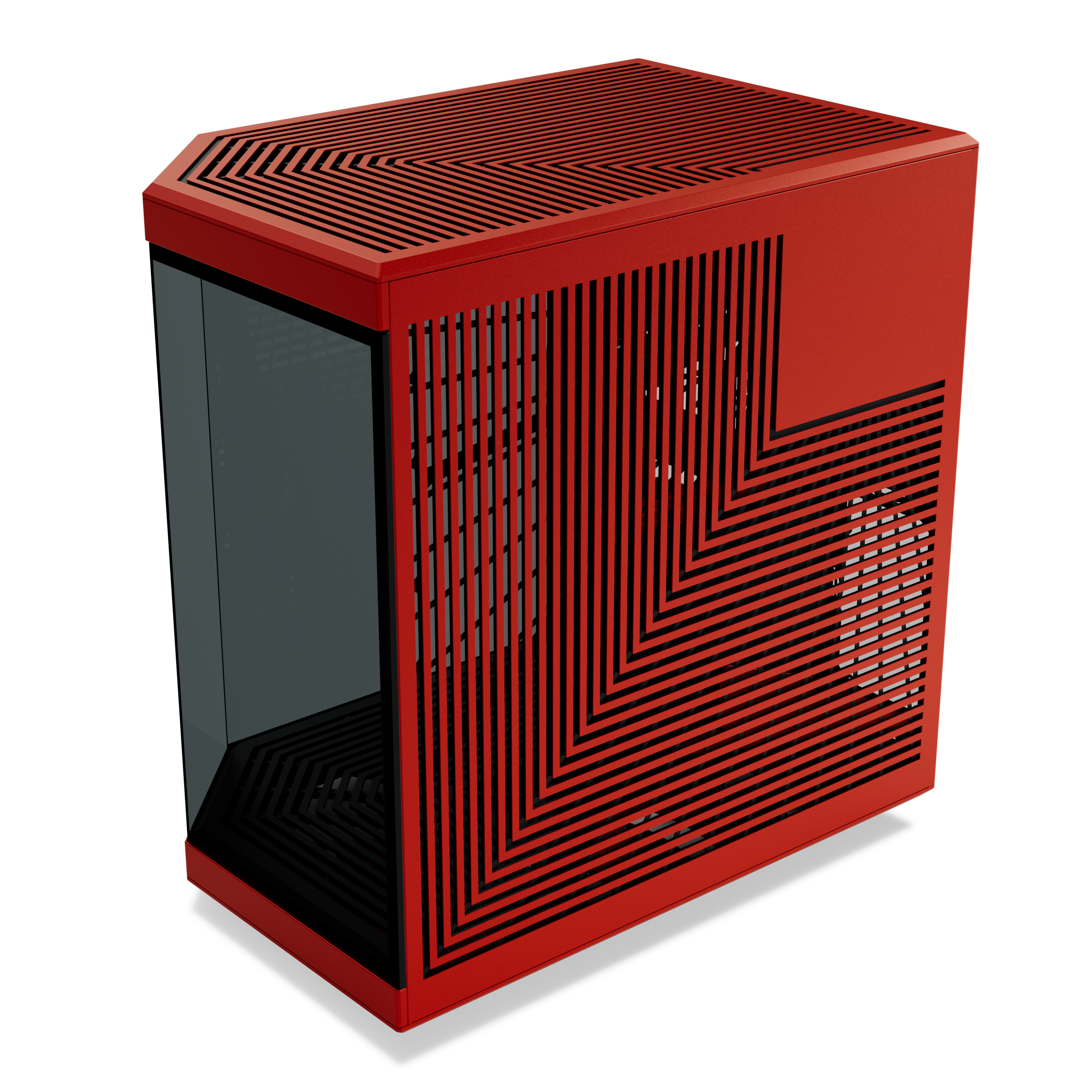 HYTE - HYTE Y70 Dual Chamber Mid-Tower ATX Case - Red/Black