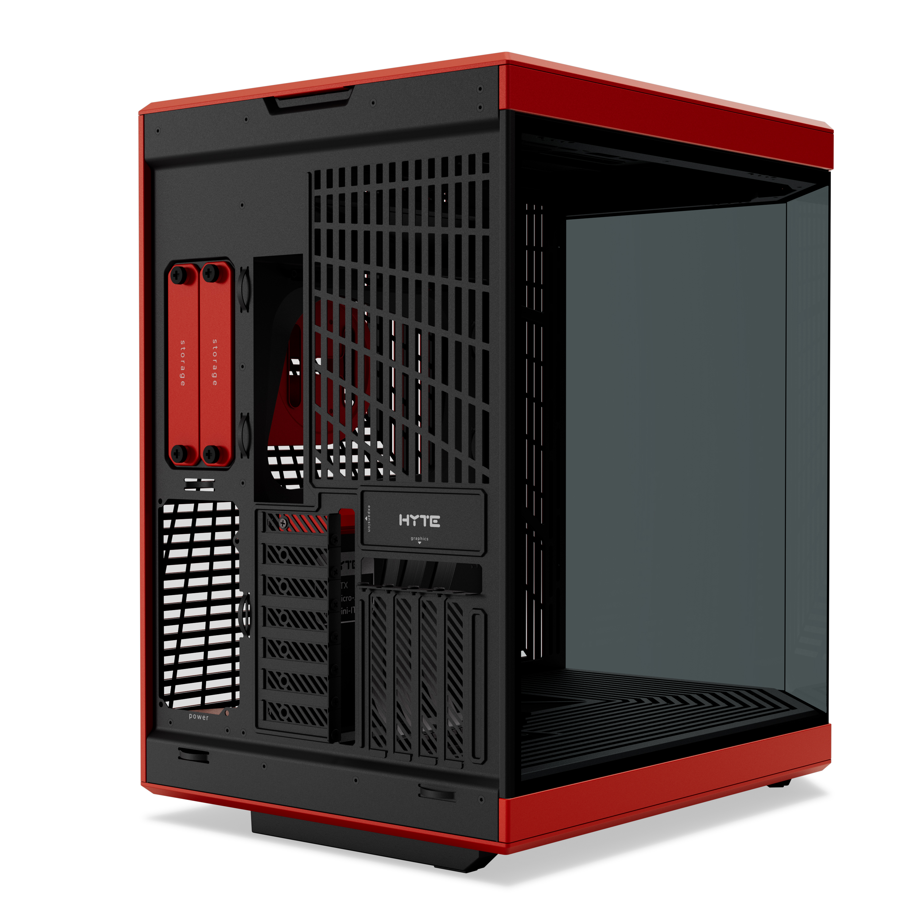 HYTE - HYTE Y70 Dual Chamber Mid-Tower ATX Case - Red/Black