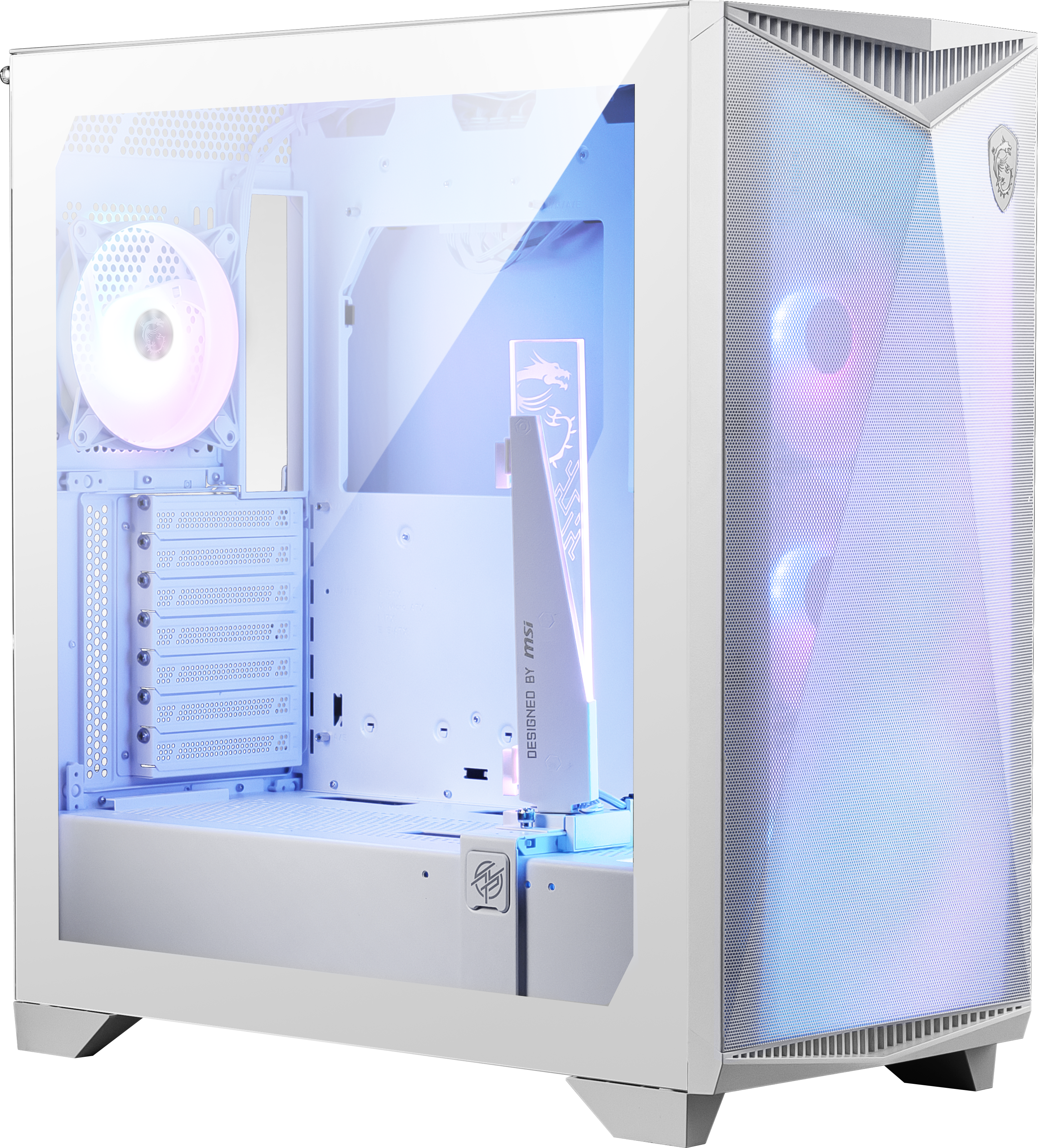  MSI MPG GUNGNIR 110R WHITE - Premium Mid-Tower Gaming PC Case -  Tempered Glass Side Panel - ARGB 120mm Fans - Liquid Cooling Support up to  360mm Radiator - White Color