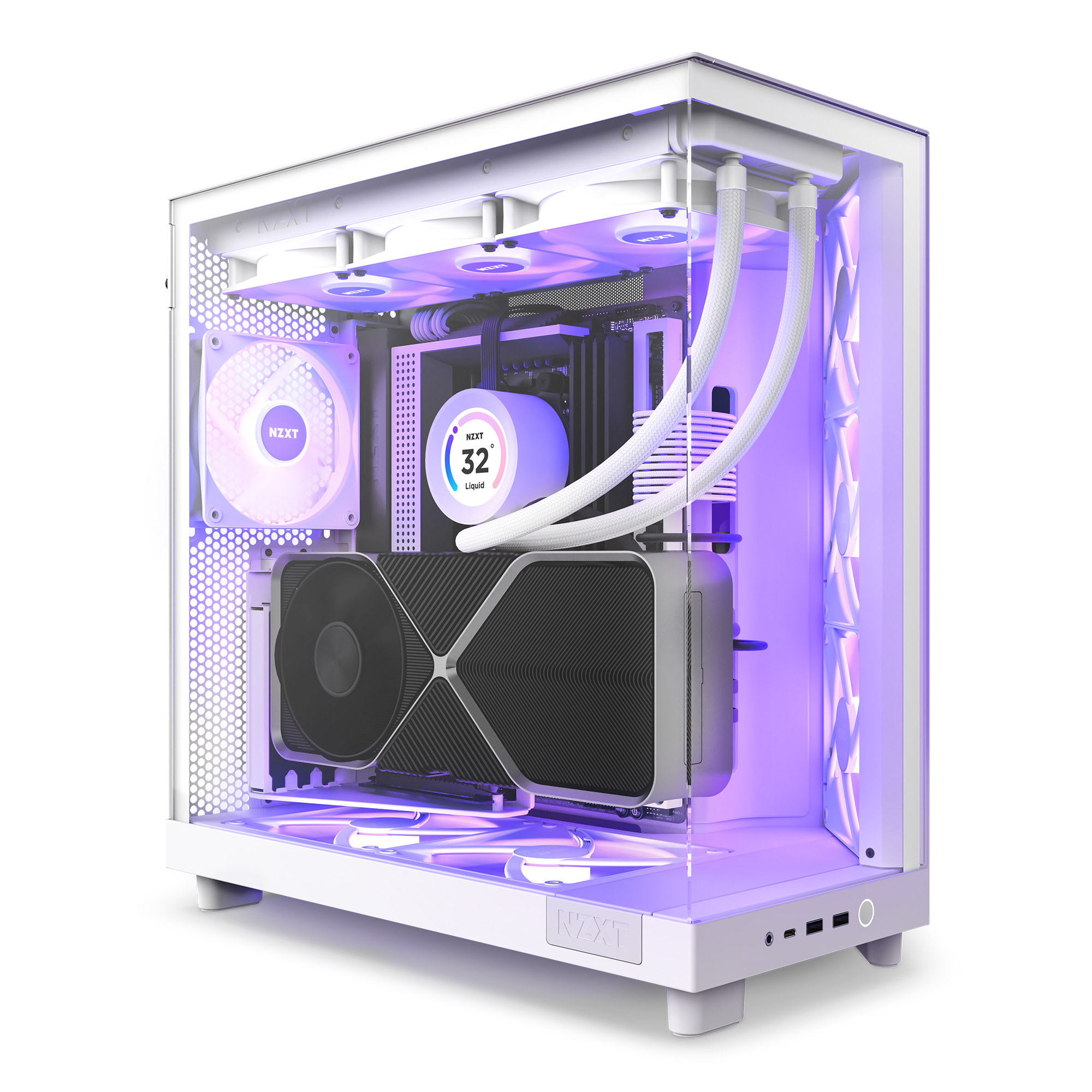NZXT - NZXT H6 Flow RGB Mid-Tower Case - White