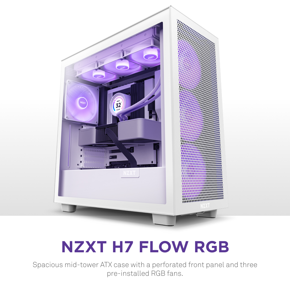 NZXT - NZXT H7 Flow RGB Mid Tower Case - White