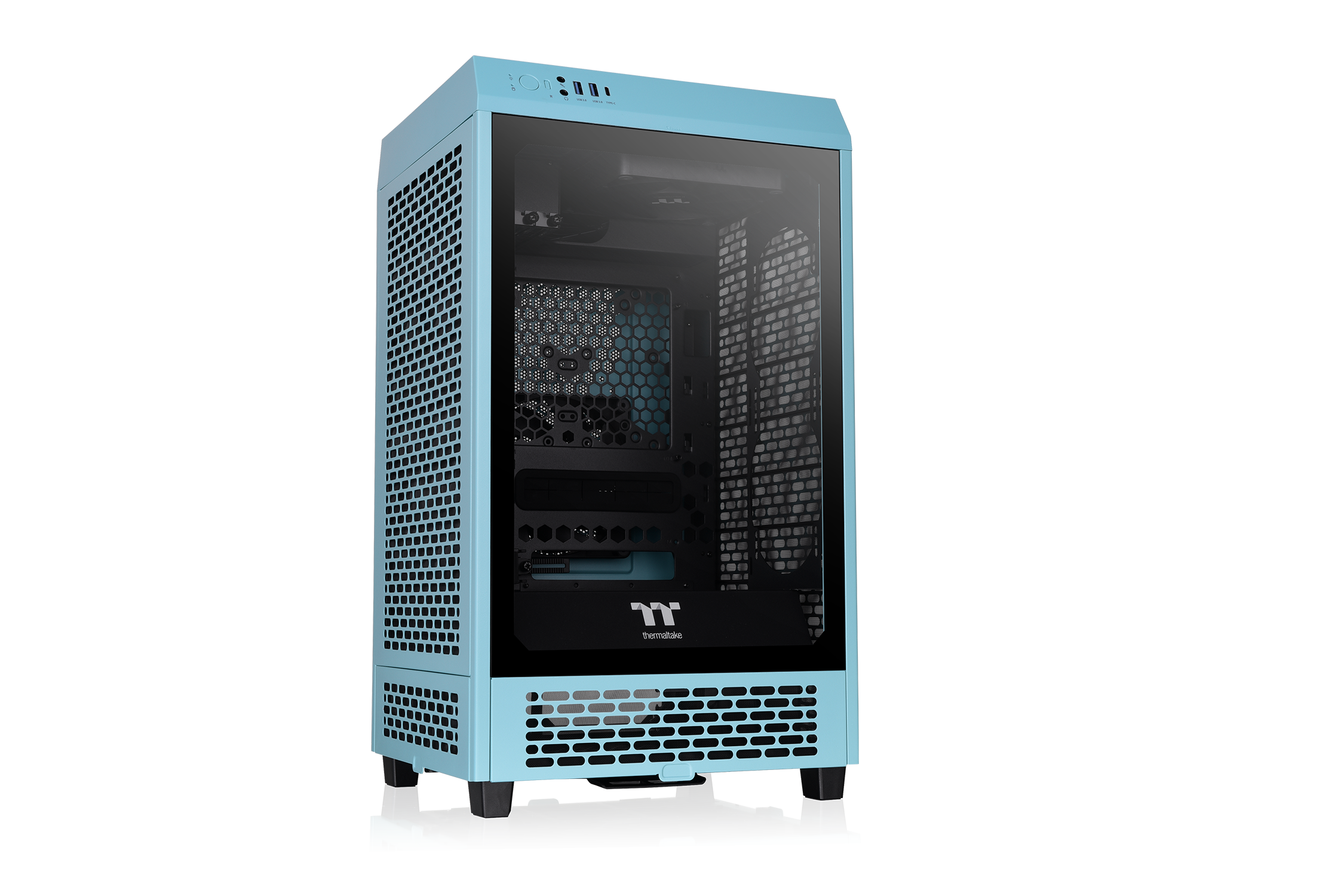 Thermaltake The Tower 200 Mini Tower Case - Turquoise