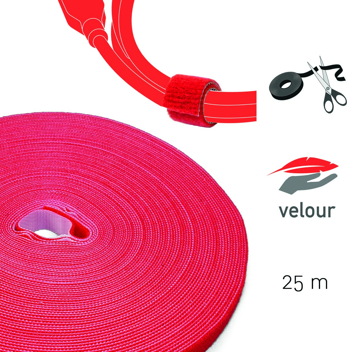 LTC - LTC Pro Roll, Cable Management Hook and Loop Tape (Red)
