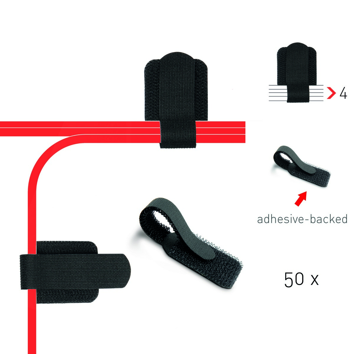 LTC Pro Wall, Cable Management Clips Self-Adhesive (black)