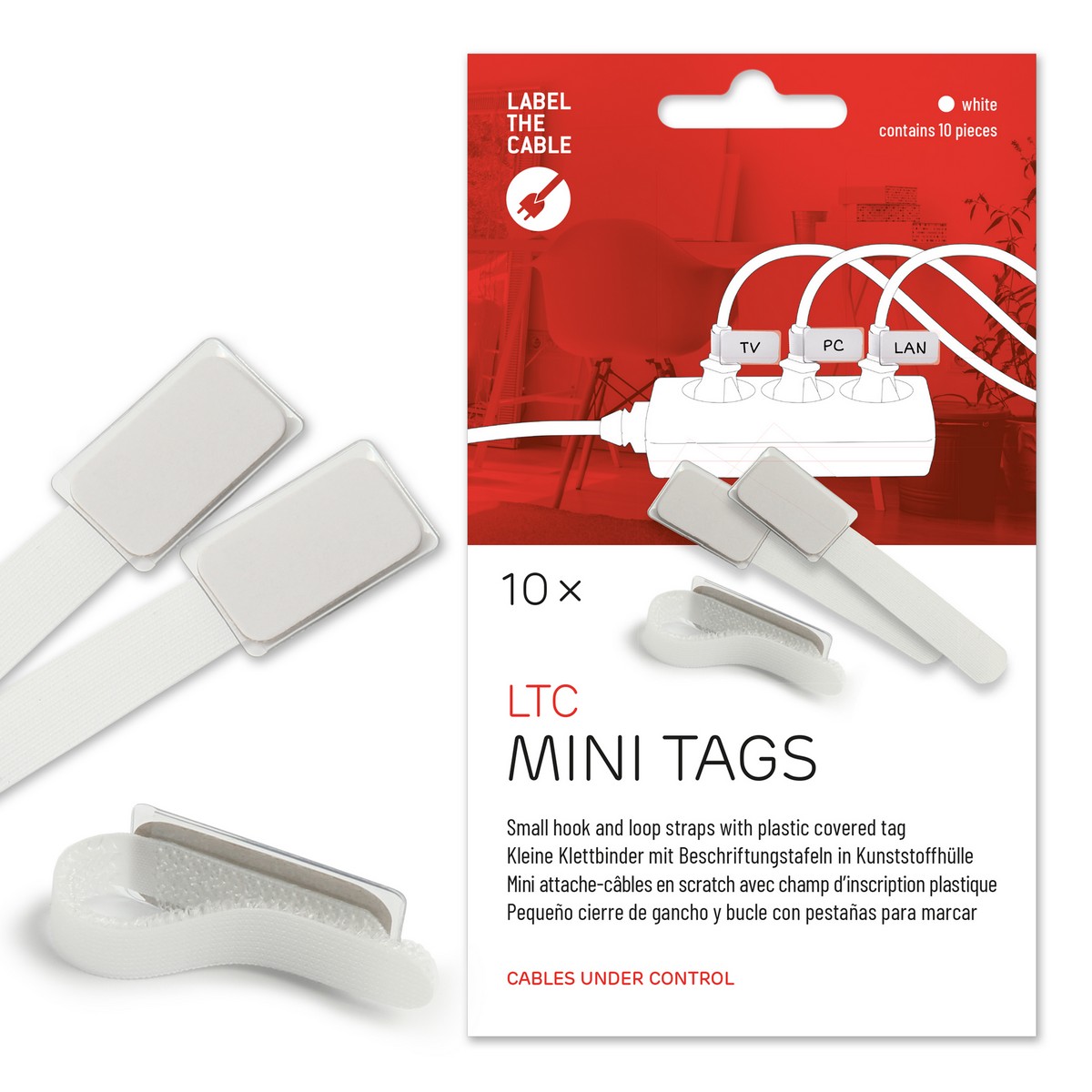 LTC Mini, Cable Management Ties with Labels (white)