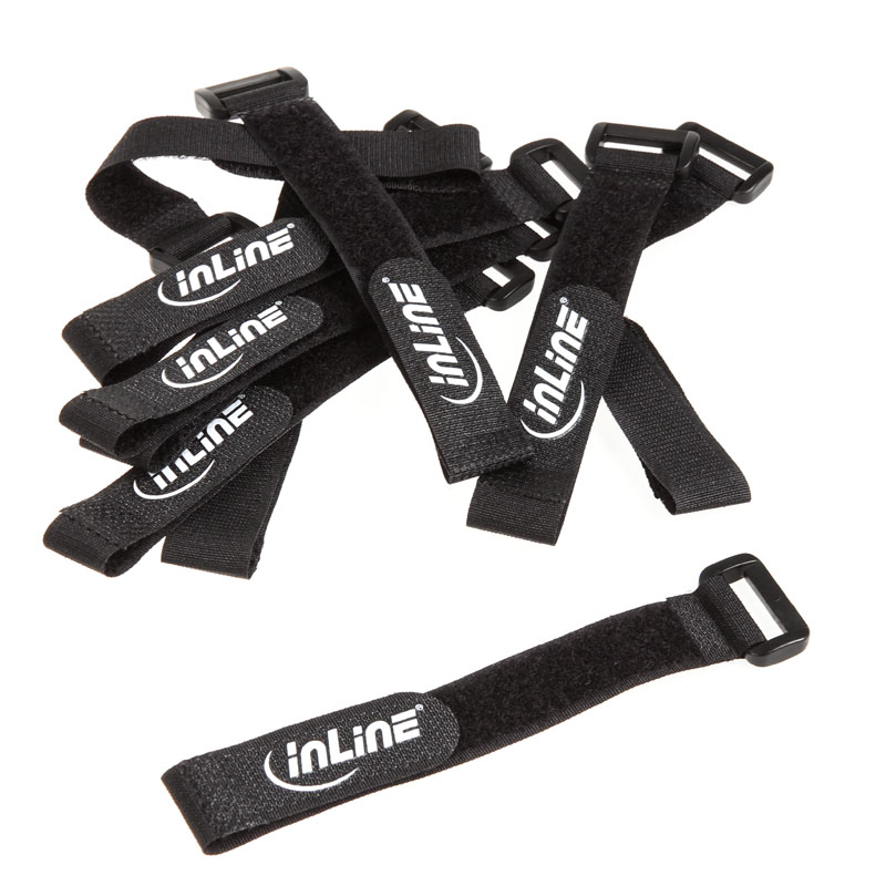 InLine Velcro Cable Ties 20x200mm 10 Pieces Black