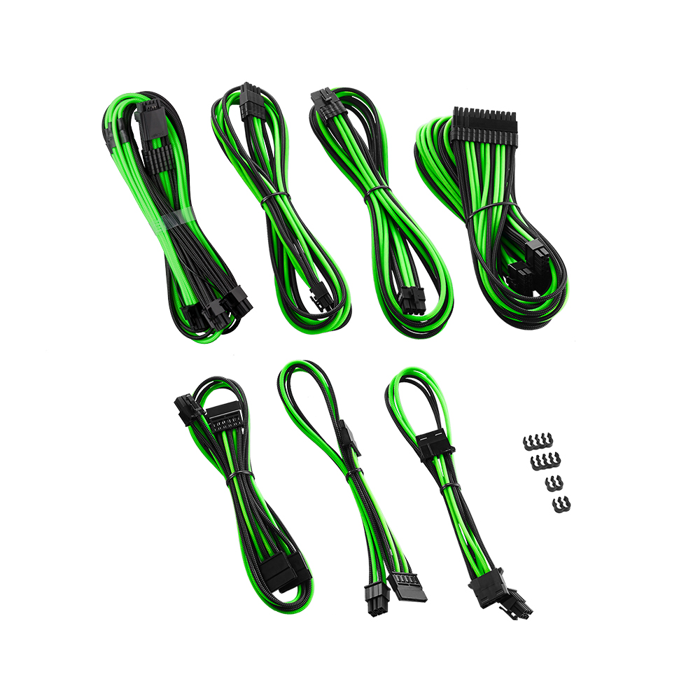 CableMod - CableMod C-Series Pro ModMesh Sleeved 12VHPWR Cable Kit for Corsair RM Black Label / RMi / RMx  (Black / Light Green)