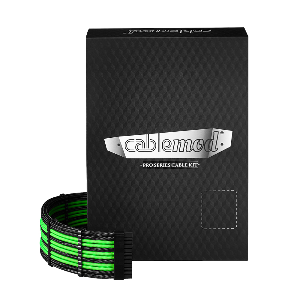 CableMod RT-Series Pro ModMesh Sleeved 12VHPWR Dual Cable Kit for ASUS and Seasonic (Black / Light Green)