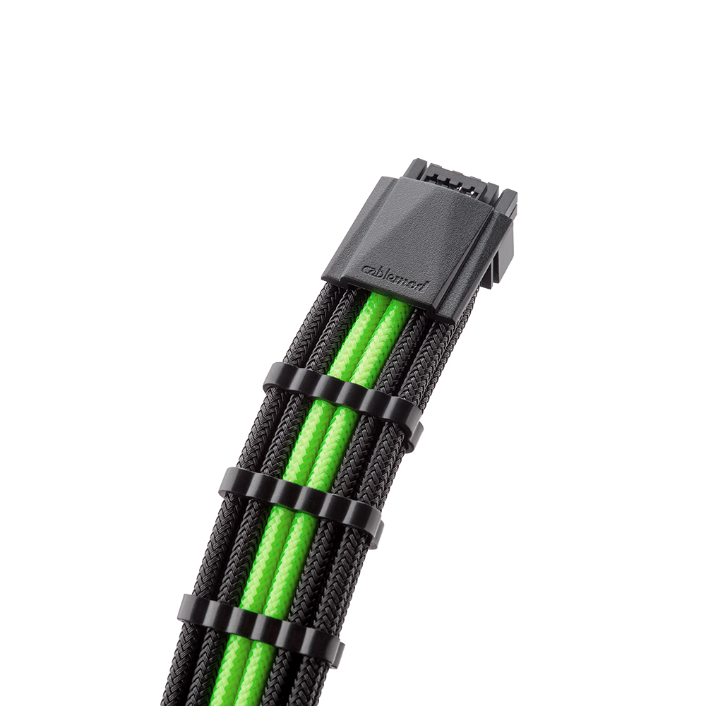 CableMod - CableMod RT-Series Pro ModMesh Sleeved 12VHPWR Dual Cable Kit for ASUS and Seasonic (Black / Light Green)