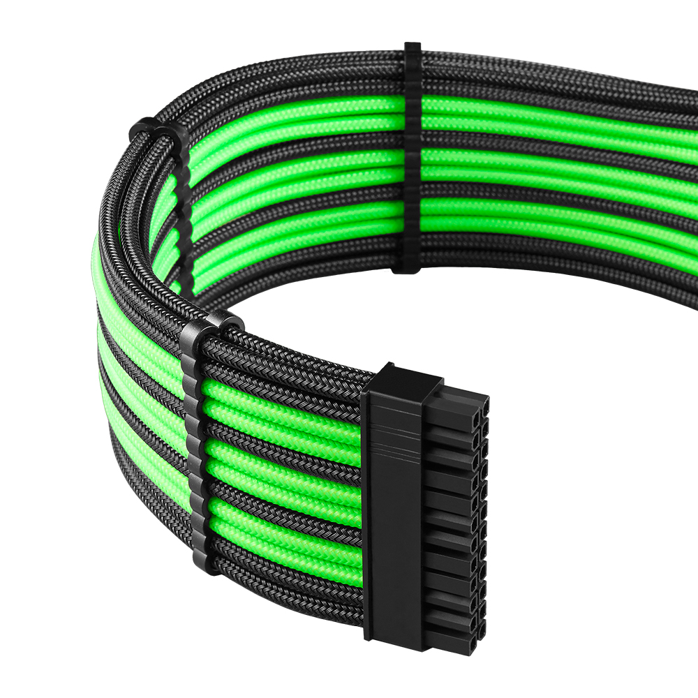 CableMod - CableMod RT-Series Pro ModMesh Sleeved 12VHPWR Dual Cable Kit for ASUS and Seasonic (Black / Light Green)