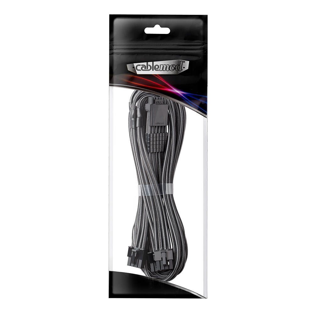 CableMod C-Series Pro ModMesh Sleeved 12VHPWR PCI-e Cable for Corsair (Carbon, 16-pin to Triple 8-pin, 600mm)