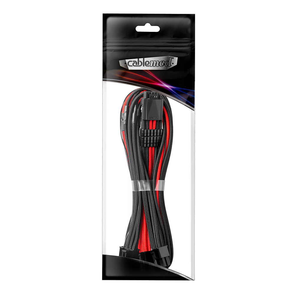 CableMod C-Series Pro ModMesh Sleeved 12VHPWR PCI-e Cable for Corsair (Black / Red, 16-pin to Triple 8-pin, 600mm)
