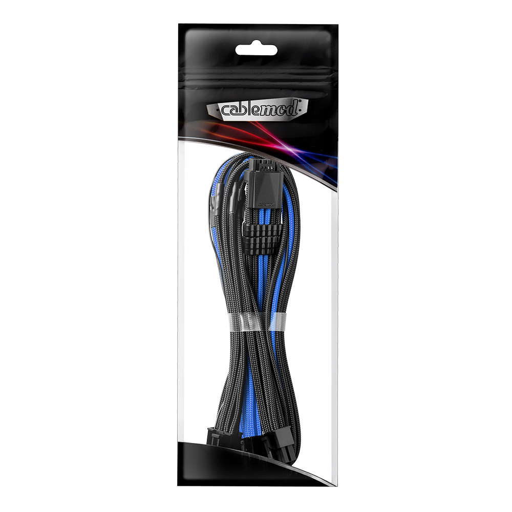 CableMod C-Series Pro ModMesh Sleeved 12VHPWR PCI-e Cable for Corsair (Black / Blue, 16-pin to Triple 8-pin, 600mm)
