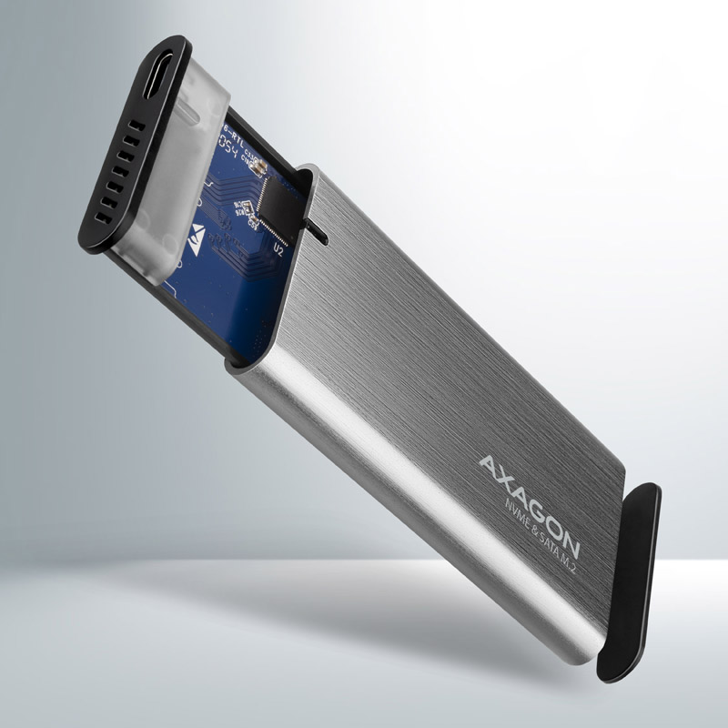 AXAGON - AXAGON EEM2-SG2 USB-C 3.2 Gen 2 - M.2 NVMe SATA SSD Aluminium External Enclosure