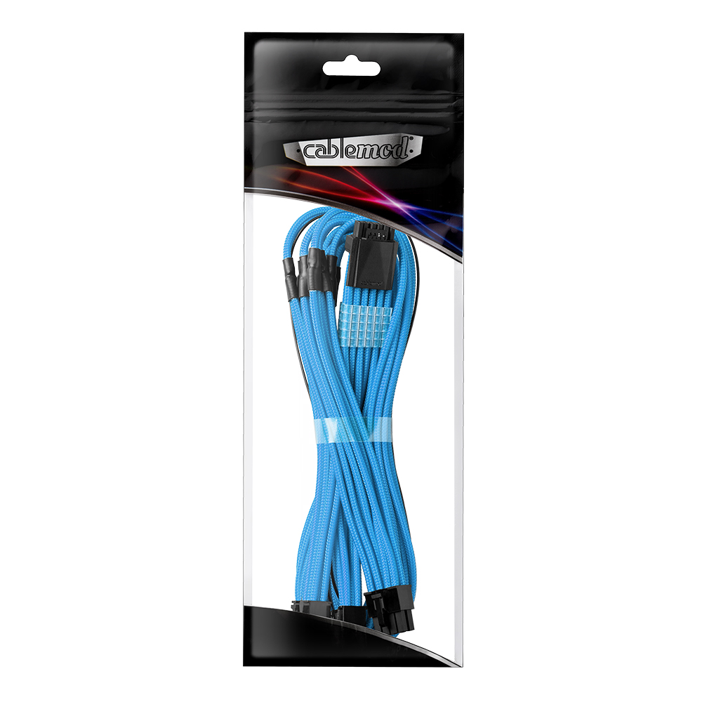CableMod RT-Series Pro ModMesh Sleeved 12VHPWR PCI-e Cable for ASUS and Seasonic (Light Blue, 16-pin to Triple 8-pin, 600mm)