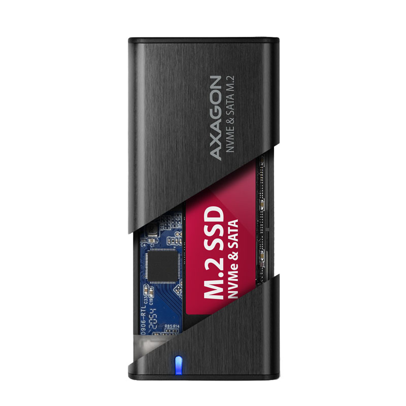 AXAGON - AXAGON EEM2-SB2 USB-C 3.2 Gen 2 - M.2 NVMe SATA SSD Aluminium External Enclosure - Black