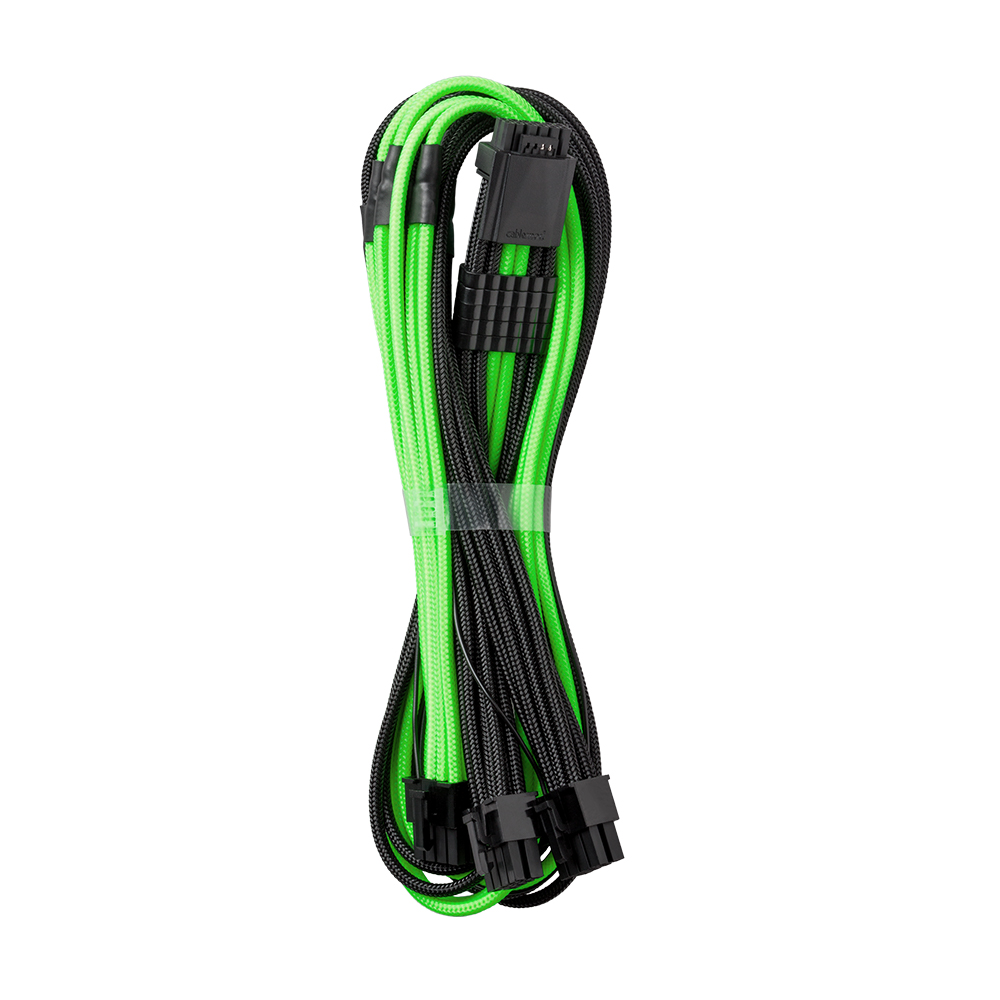 CableMod - CableMod RT-Series Pro ModMesh Sleeved 12VHPWR PCI-e Cable for ASUS and Seasonic (Black / Light Green, 16-pin to Triple 8-pin, 600mm)