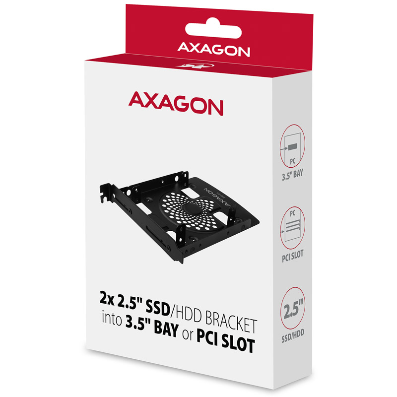 AXAGON - AXAGON RHD-P25 Reduction for 2x 2.5" HDD into 3.5" or PCI position, black
