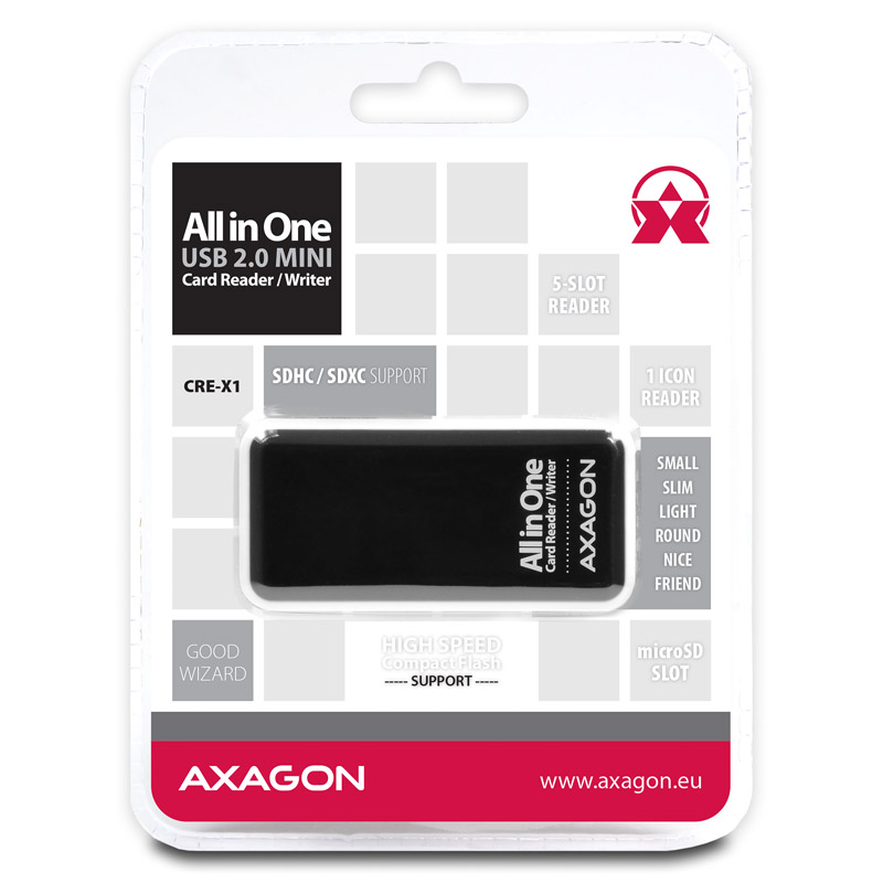 AXAGON - AXAGON CRE-X1 External Mini Card Reader 5-slot ALL-IN-ONE