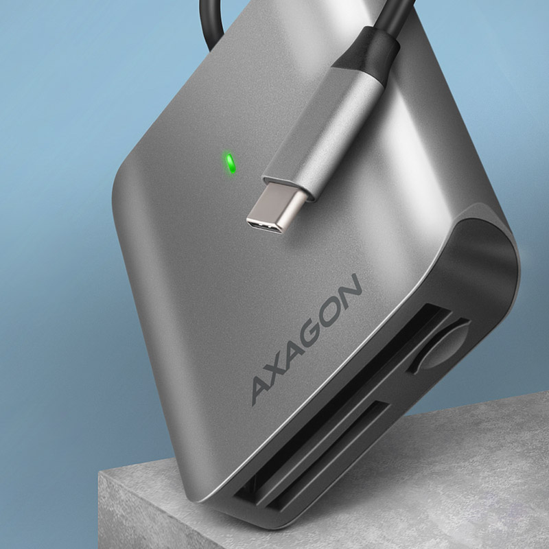 AXAGON - AXAGON CRE-S3C External card reader USB-C 3.2 Gen 1, 3-slot & lun SDmicroSDCF, UHS-II