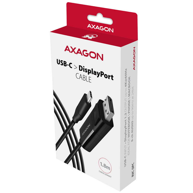 AXAGON - AXAGON RVC-DPC USB-C to DisplayPort cable 1.8m 4K60Hz