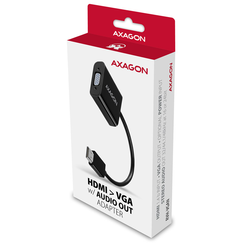 AXAGON - AXAGON RVH-VGAN, HDMI to VGA Reduction  Adapter, FullHD, Audio OUT