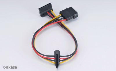 Akasa - Akasa 4pin Molex to 2 x SATA power Adapter (AK-CBPW01-30)