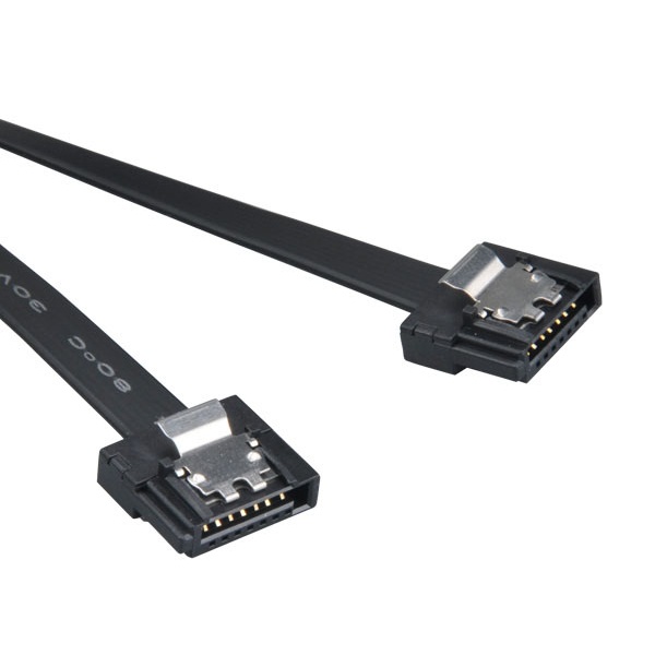 Akasa - Akasa AK-CBSA05-15BK Super slim SATA rev 3.0 data cable with securing latches - 15cm, Black