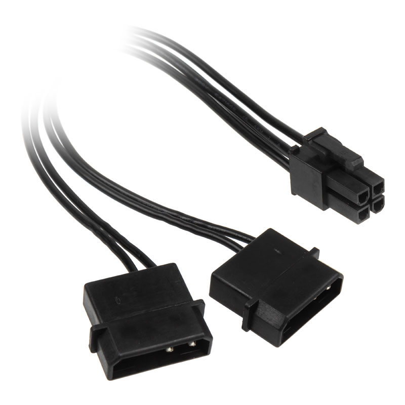 OcUK Value 2 x Molex to 1 x 4-pin CPU Connector, Black, 20cm