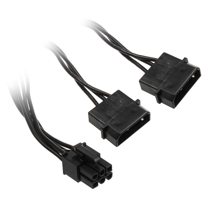 OcUK Value 2x Molex to 1x 6-pin PCIe, black, 10cm