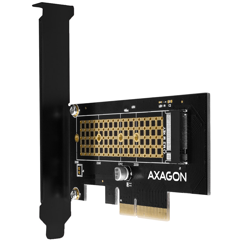 AXAGON - AXAGON PCEM2-N PCIe 3.0 x4 Adapter, 1x M.2 NVMe SSD With Passive Cooling