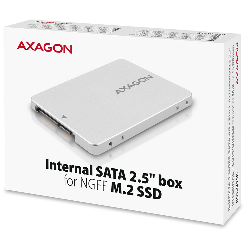 AXAGON - AXAGON RSS-M2SD M.2 SATA SSDs Aluminium Silver Enclosure