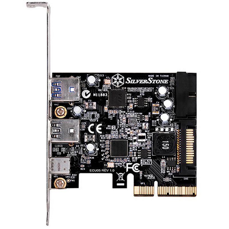 Silverstone - Silverstone ECU05 USB 3.1 and USB 3.0 PCIe Expansion Card