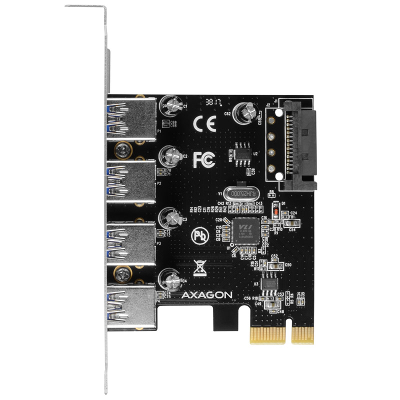 AXAGON - AXAGON PCEU-430VL 4x ext. USB-3.0-Ports PCIe-Adapter Card