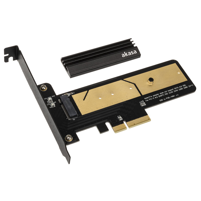 Akasa - Akasa M.2 X4 PCI-E 3.0 Adapter Card - Black