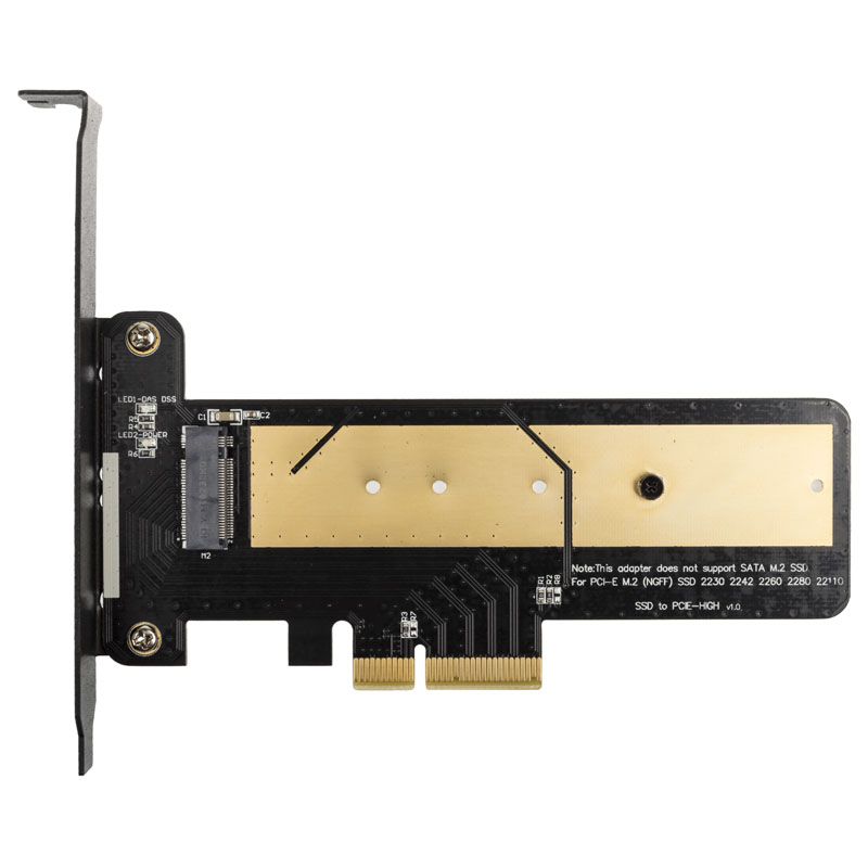 Akasa - Akasa M.2 X4 PCI-E 3.0 Adapter Card - Black