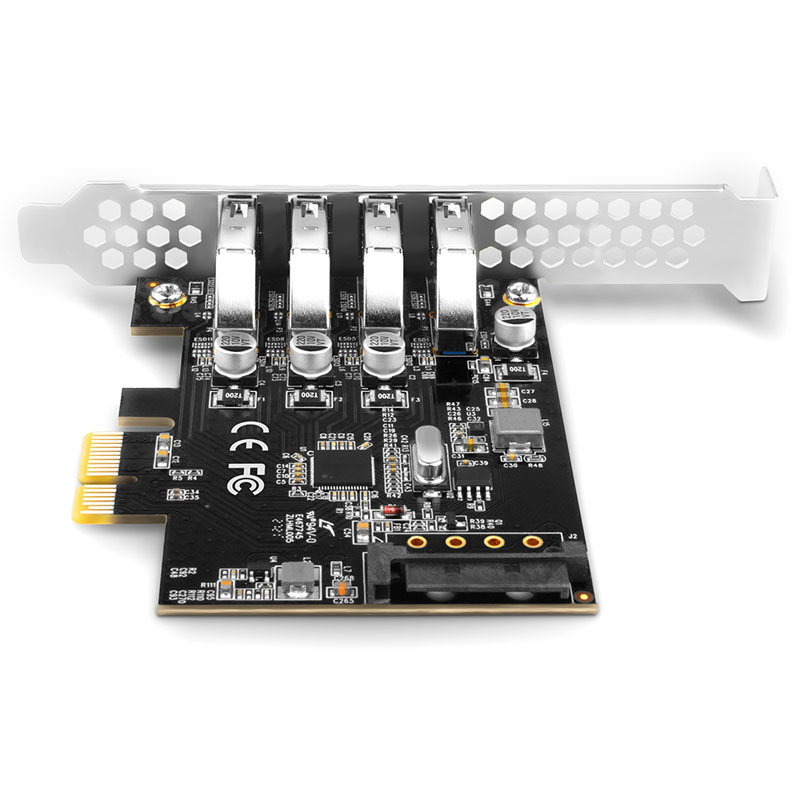 AXAGON - AXAGON PCEU-43RS PCIe Adapter 4x USB3.0 UASP VIA, 15-pin SATA Power Controller Card