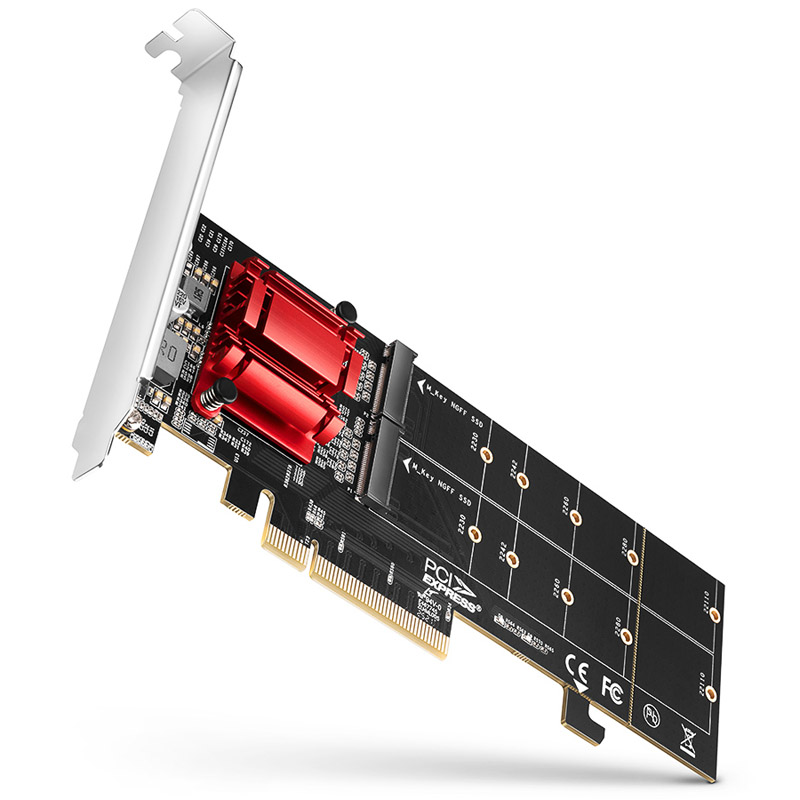 AXAGON - AXAGON PCEM2-ND PCIe Adapter For Two M.2 SSDs with Software Raid