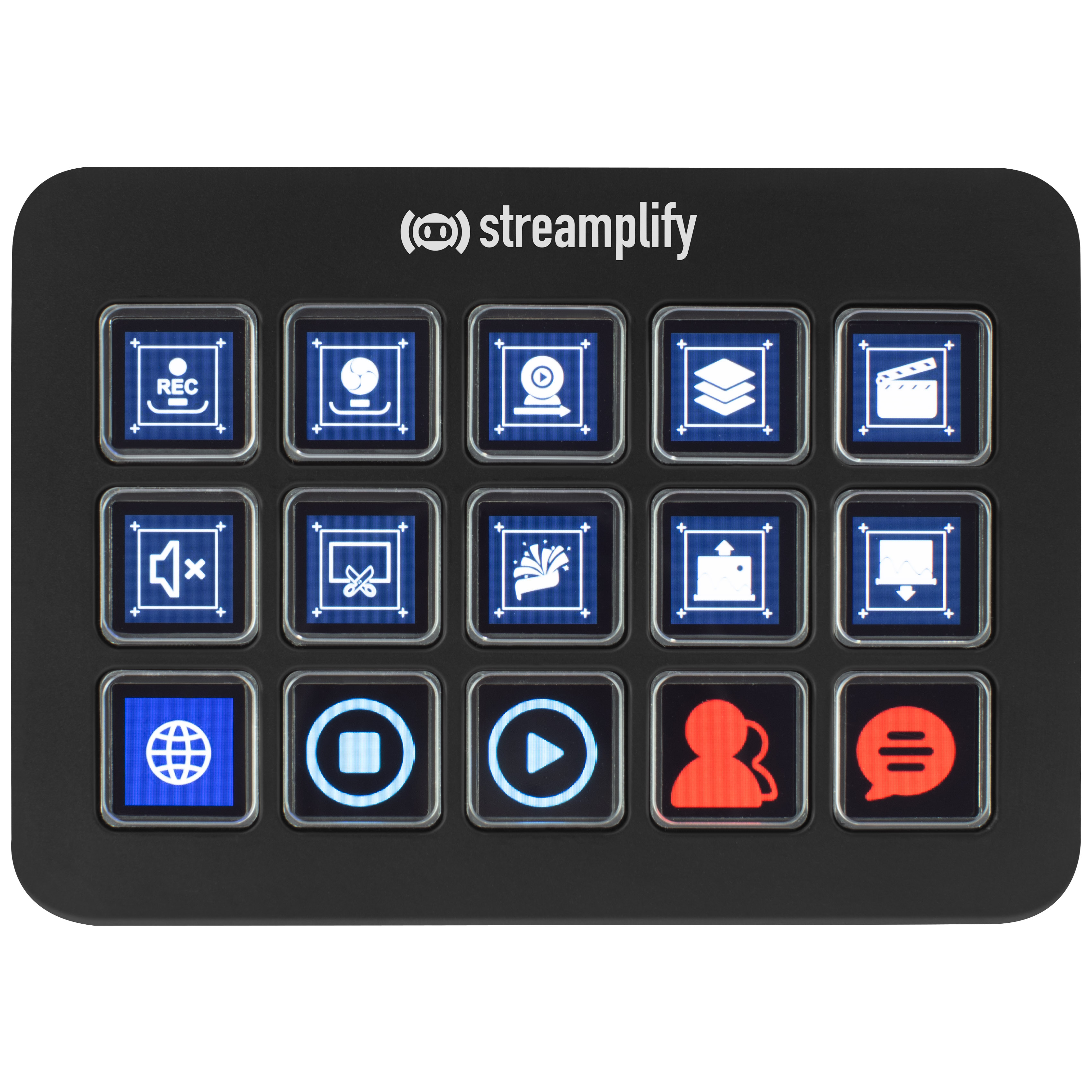 Streamplify - Streamplify STREAMING DECK ONE Customisable LCD Stream Deck and USB Hub - Black 