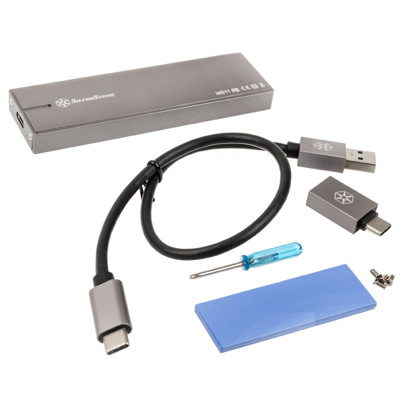 Silverstone - Silverstone MS11C External M.2 PCIe NVMe SSD Enclosure, USB 3.1 Type C
