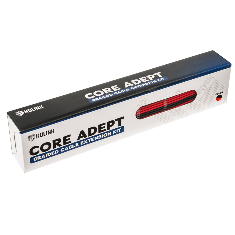 Kolink - Kolink Core Adept Braided Cable Extension Kit - Jet Black/Racing Red