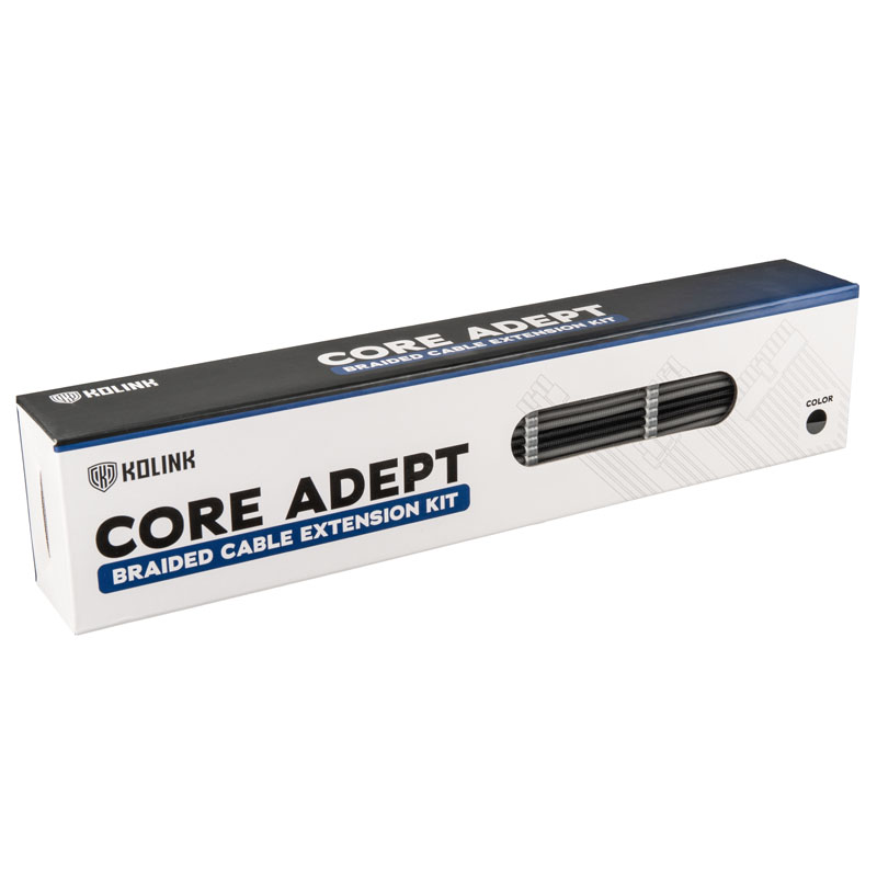 Kolink - Kolink Core Adept Braided Cable Extension Kit - Jet Black/Stone Grey