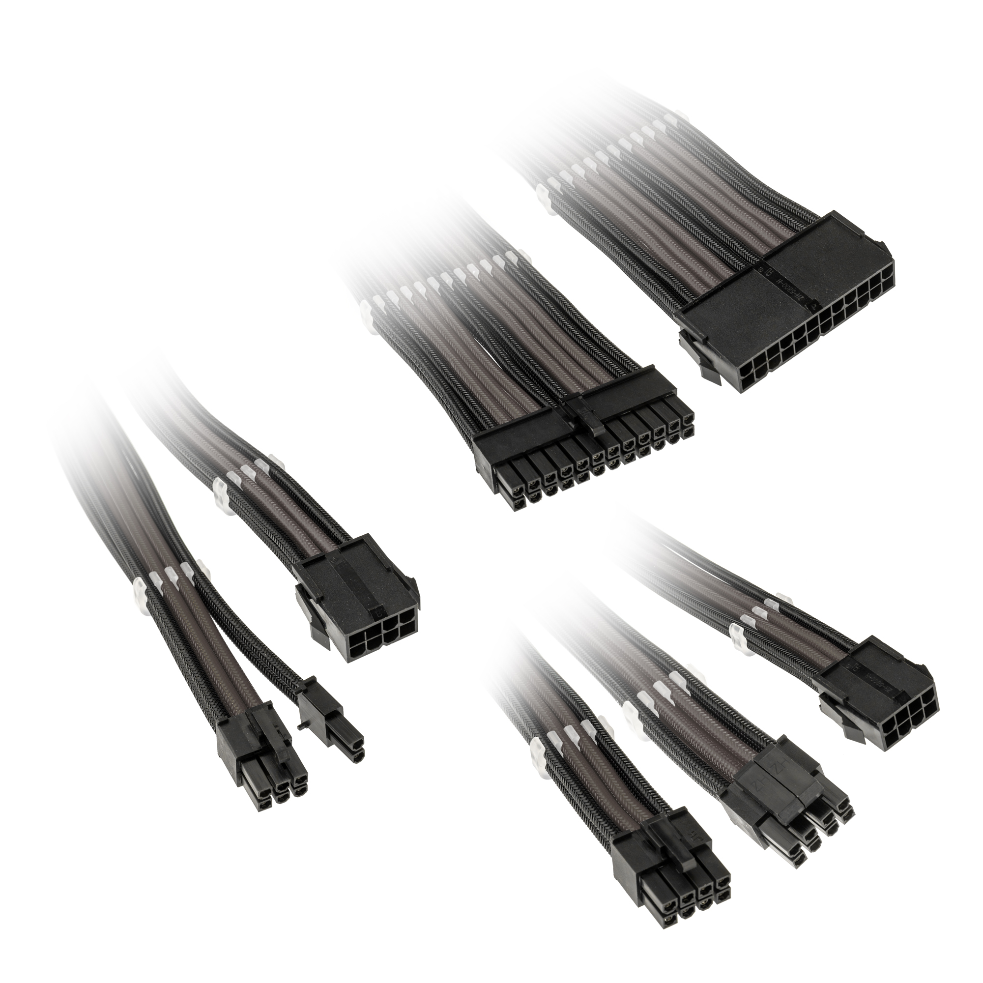 B Grade Kolink Core Adept Braided Cable Extension Kit - Jet Black/Gunmetal Grey