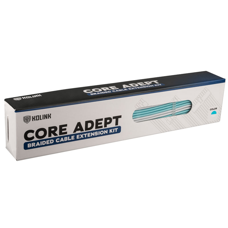 Kolink - Kolink Core Adept Braided Cable Extension Kit - Brilliant White/Powder Blue