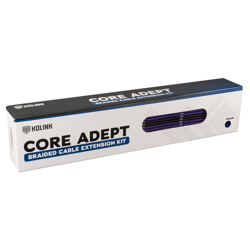 Kolink - Kolink Core Adept Braided Cable Extension Kit - Jet Black/Titan Purple