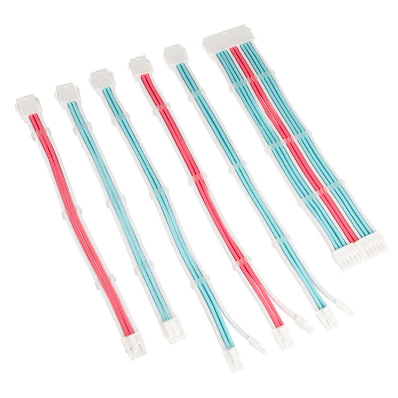 Kolink - Kolink Core Adept Braided Cable Extension Kit - Brilliant White/Neon Blue/Pure Pink