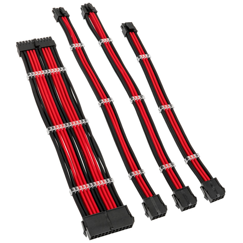 Kolink - Kolink Core Standard Braided Cable Extension Kit - Jet Black/Racing Red