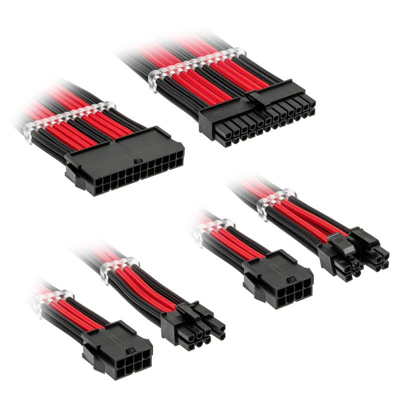 Kolink - Kolink Core Standard Braided Cable Extension Kit - Jet Black/Racing Red