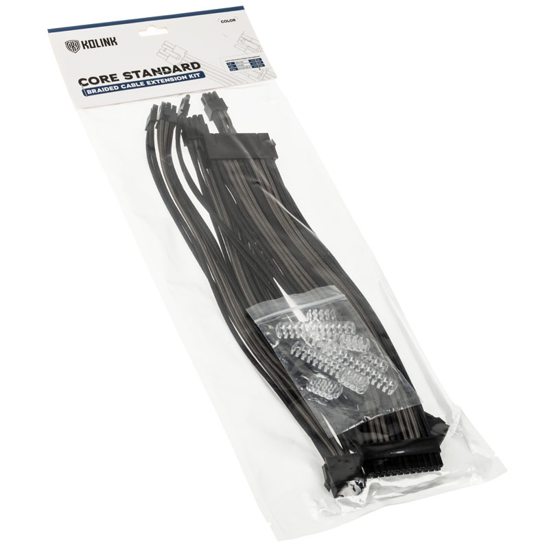 Kolink - Kolink Core Standard Braided Cable Extension Kit - Jet Black/Gunmetal Grey