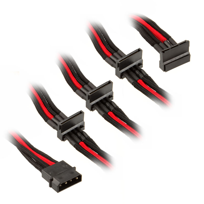 Silverstone 4-pin Molex to 4x SATA cable 30 cm - Black / Red